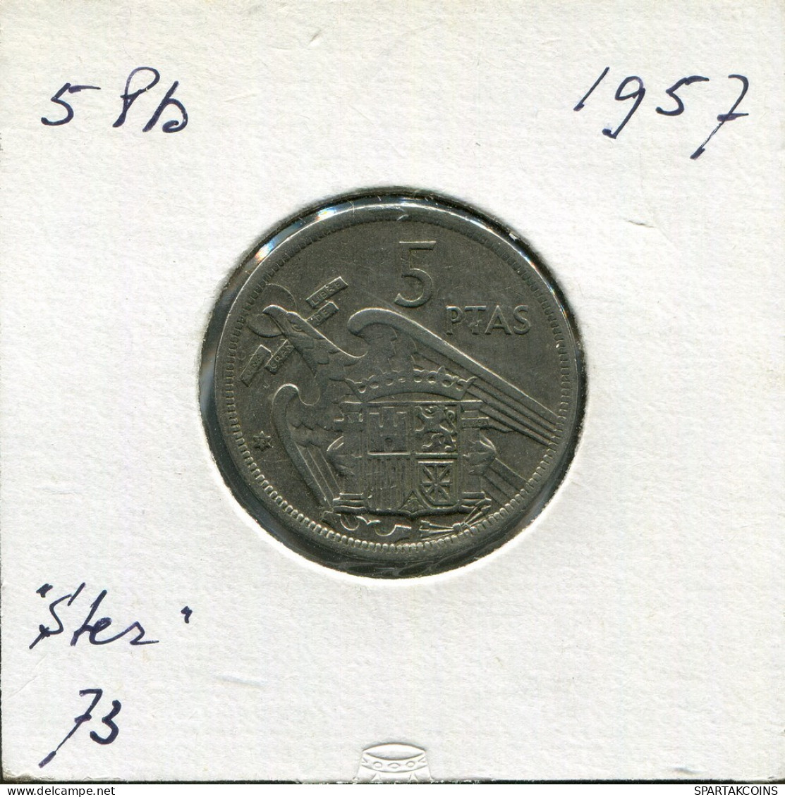5 PESETAS 1957 SPANIEN SPAIN Münze #AR827.D.A - 5 Pesetas
