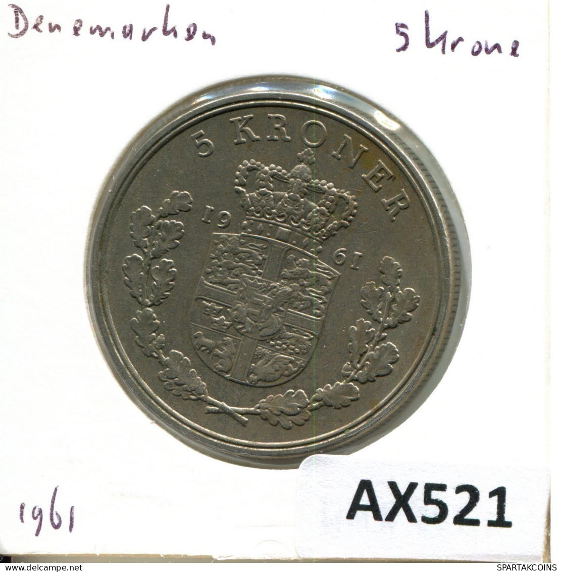 5 KRONER 1961 DANEMARK DENMARK Pièce Frederik IX #AX521.F.A - Danimarca
