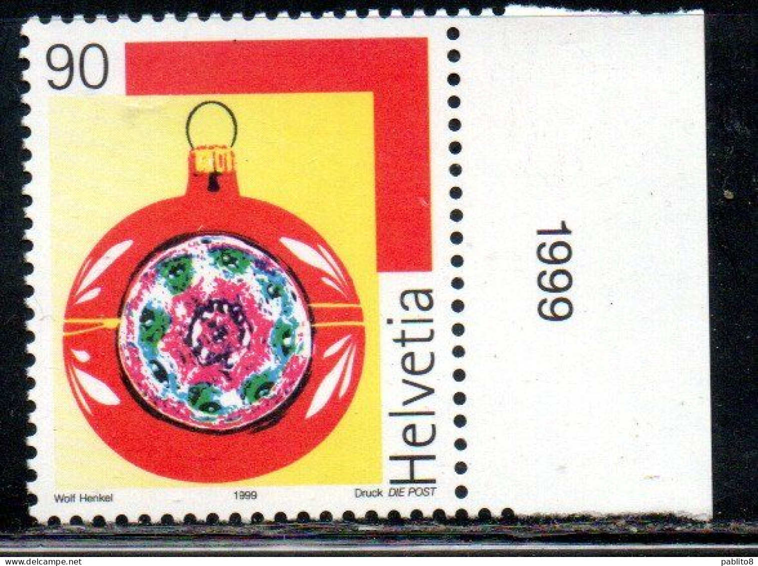 SWITZERLAND SUISSE SCHWEIZ SVIZZERA HELVETIA 1999 CHRISTMAS WRAPPING NATALE NOEL WEIHNACHTEN NAVIDAD 90c MNH - Unused Stamps