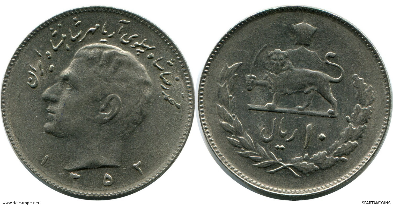 IRANÍ 10 RIALS 1973 / 1352 Islámico Moneda #AP998.E.A - Iran