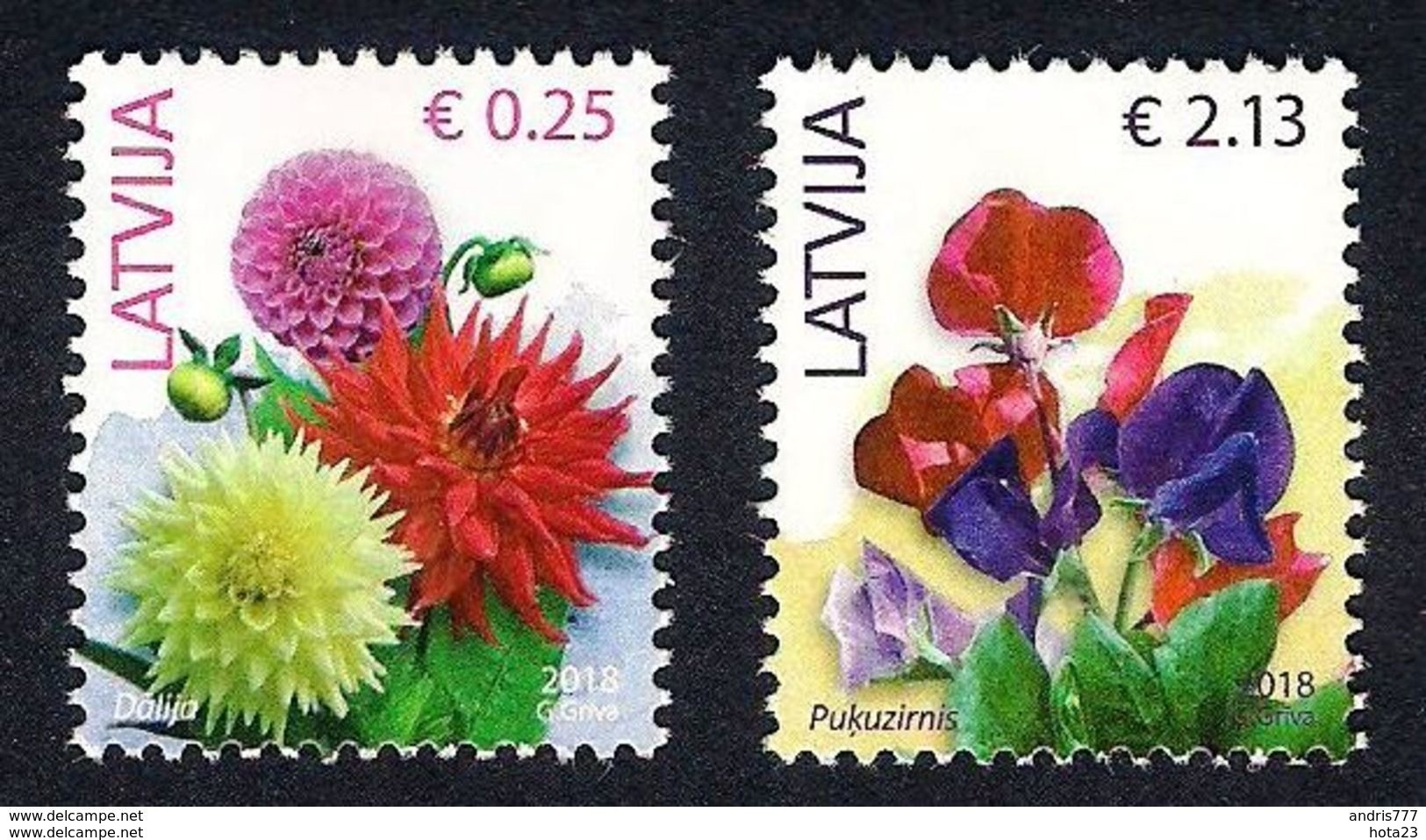 2018 Latvia Lettland Lettonie  .Flowers. .Dahlia,Sweet Pea.stamp Set  MNH - Letonia