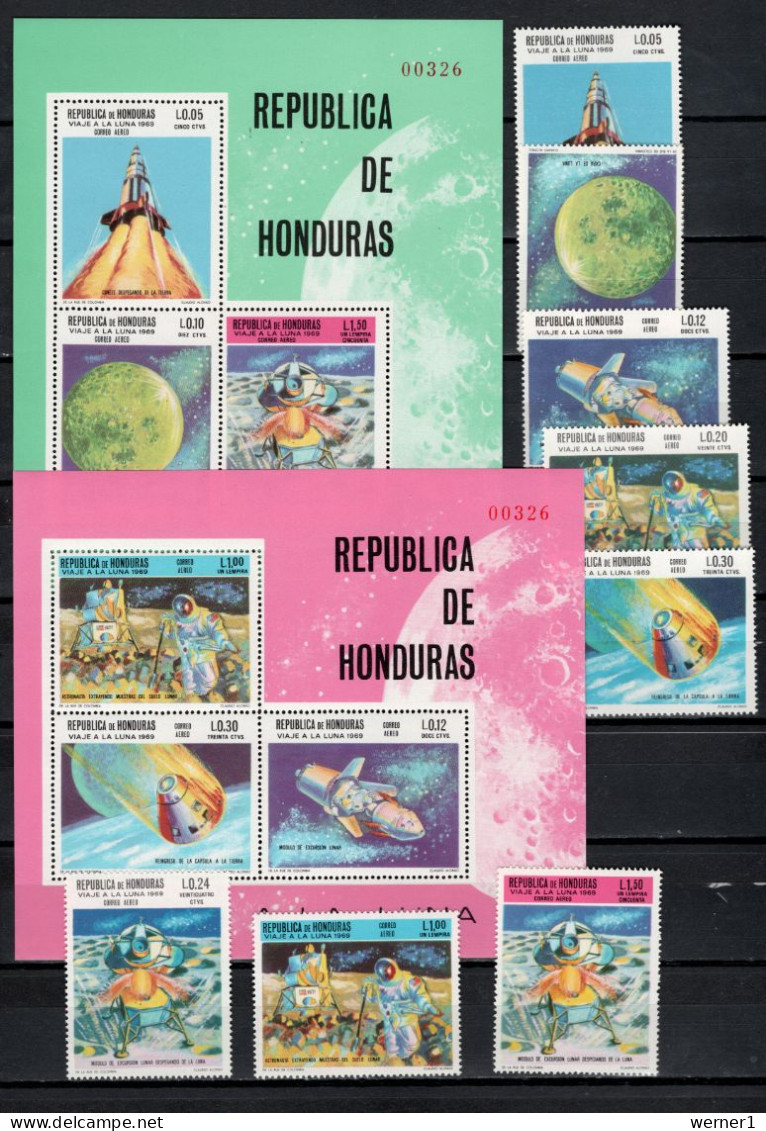 Honduras 1969 Space, Apollo 11 Moonlanding Set Of 8 + 2 S/s MNH - Nordamerika