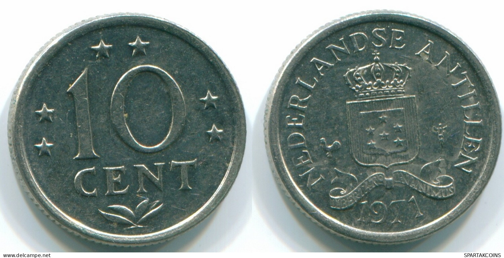 10 CENTS 1971 ANTILLES NÉERLANDAISES Nickel Colonial Pièce #S13427.F.A - Antilles Néerlandaises