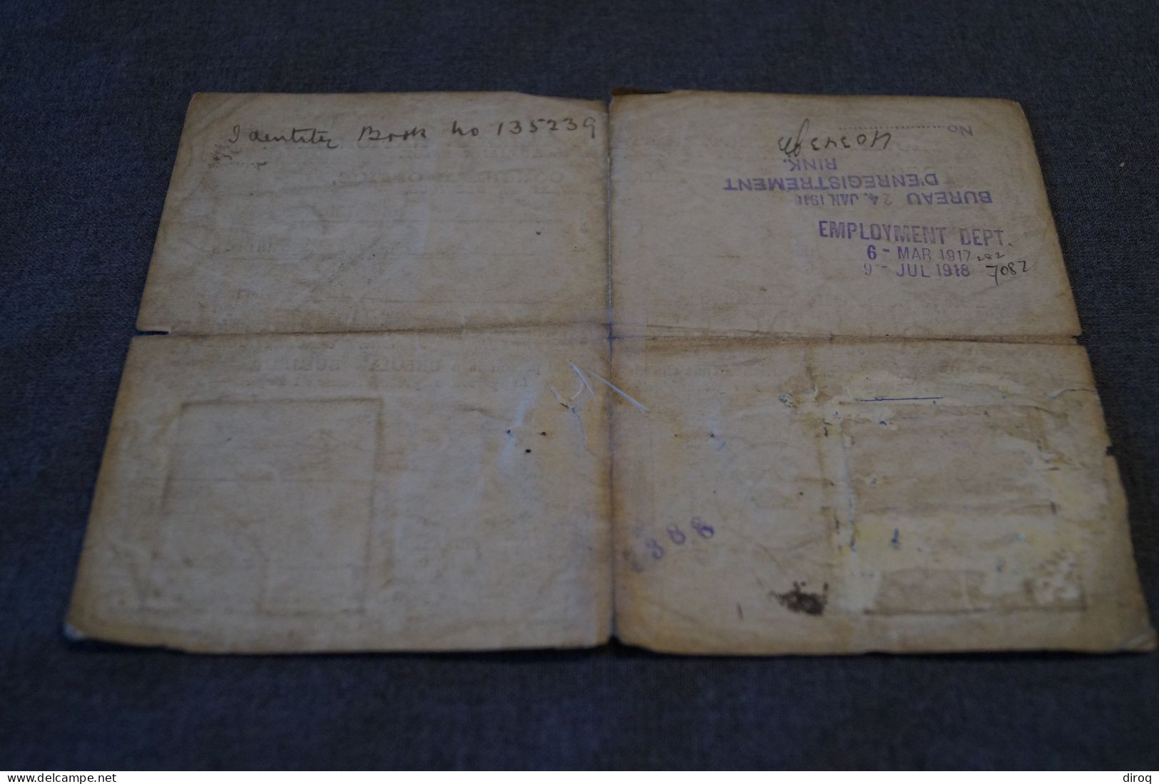 Ancienne certificat de nationalité Belge,London,Londre 1916,Blockx Louis, pour collection