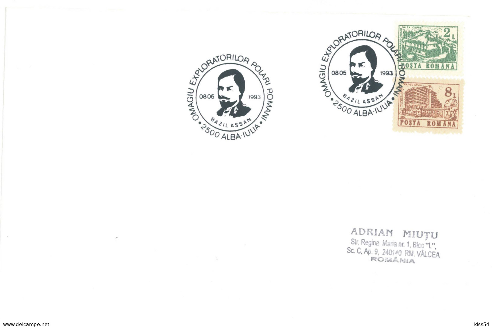 COV 19 - 811 Armenian Polar Explorer Bazil ASSAN, Romania - Cover - Used - 1993 - Polarforscher & Promis