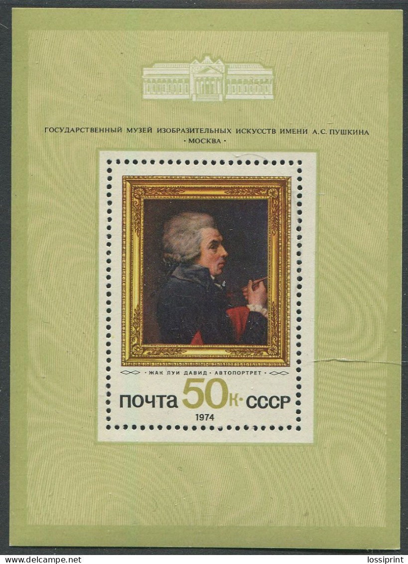 Soviet Union:Russia:USSR:Unused Block Jacques-Louis David Self Portrait, 1974, MNH - Ungebraucht