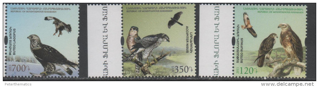 KARABASH, 2015, MNH, BIRDS, BIRDS OF PREY,3v - Eagles & Birds Of Prey