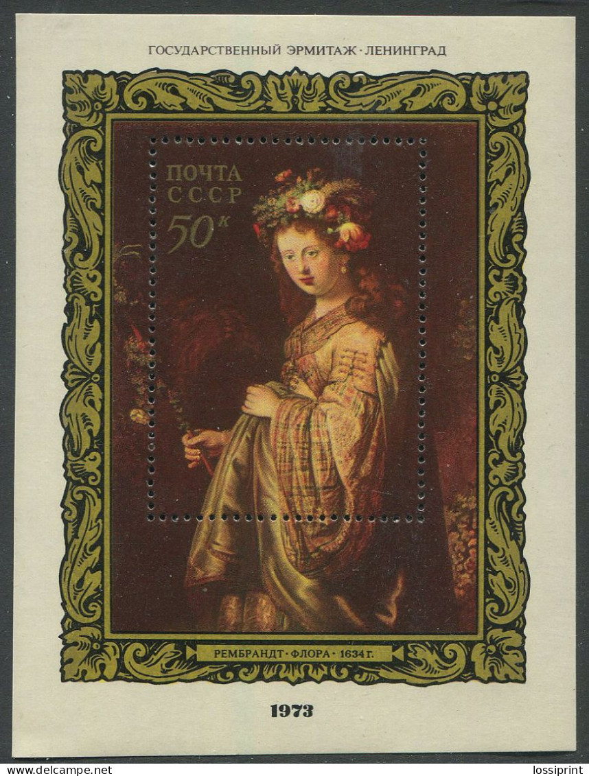 Soviet Union:Russia:USSR:Unused Block Rembrandt - Flora, 1973, MNH - Nuevos