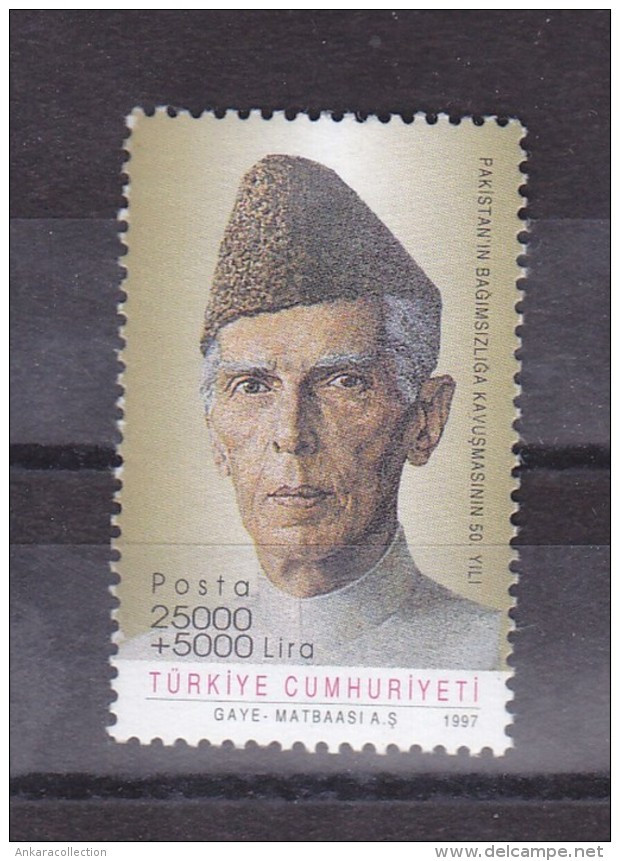 AC - TURKEY STAMP - 50th ANNIVERSARY OF THE INDEPENDENCE OF PAKISTAN MNH 23 MARCH 1997 - Ungebraucht