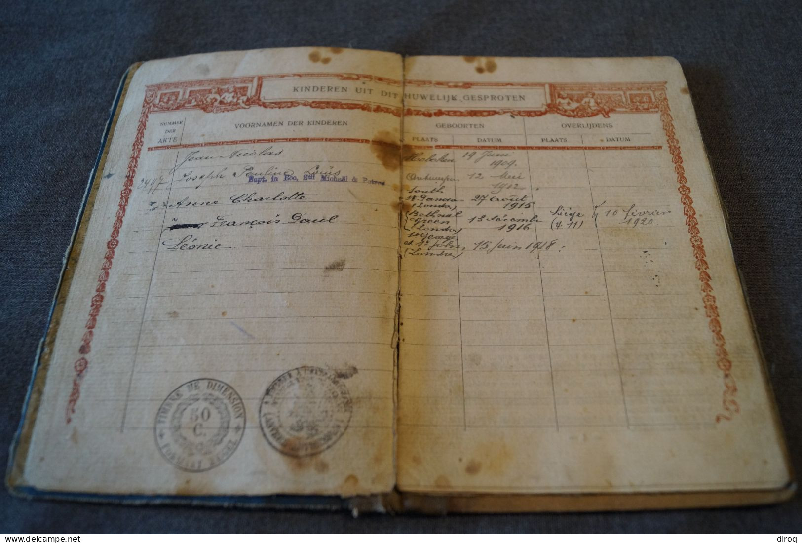 ancien carnet de mariage Anvers 1900,originale pour collection,18 Cm. sur 11,5 Cm.