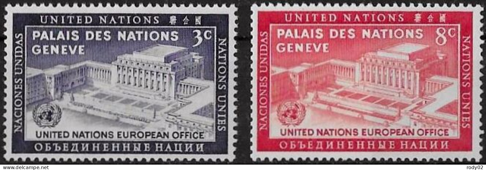 ONU - NEW-YORK - PALAIS DES NATIONS A GENEVE - N° 25 ET 26 - NEUF** MNH - UNO