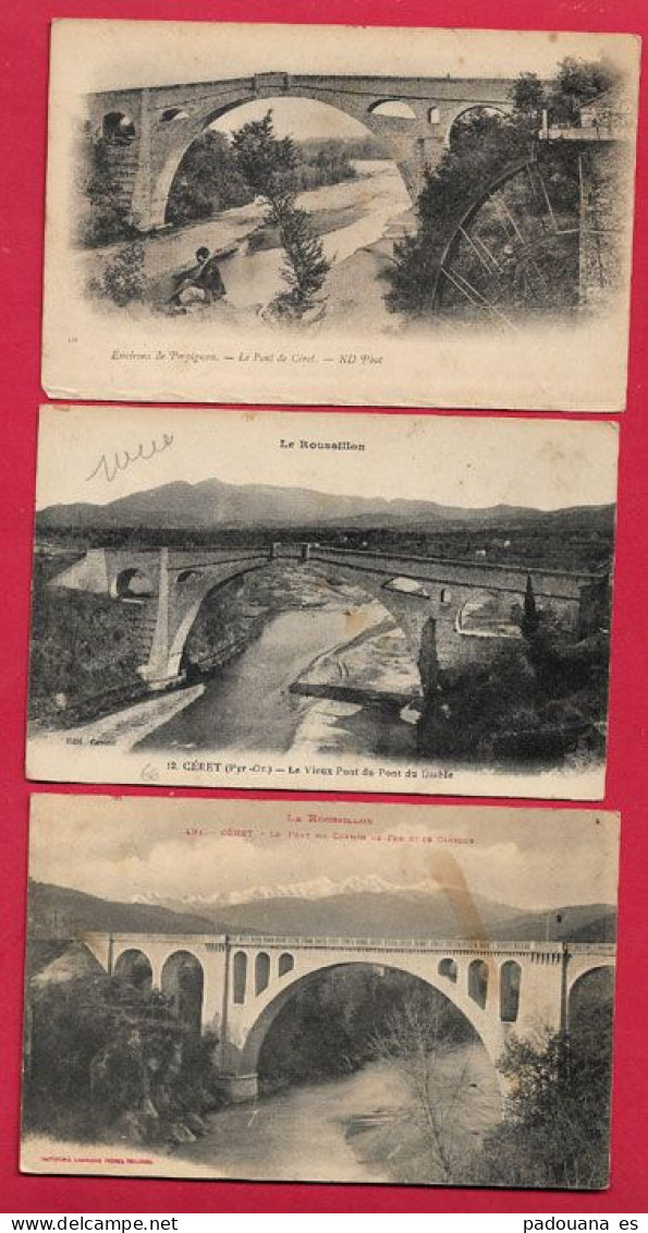 AA715 66 PYRENEES ORIENTALES CERET PONT DU DIABLE ET PONT FERROVIAIRE 3 CPA - Ceret