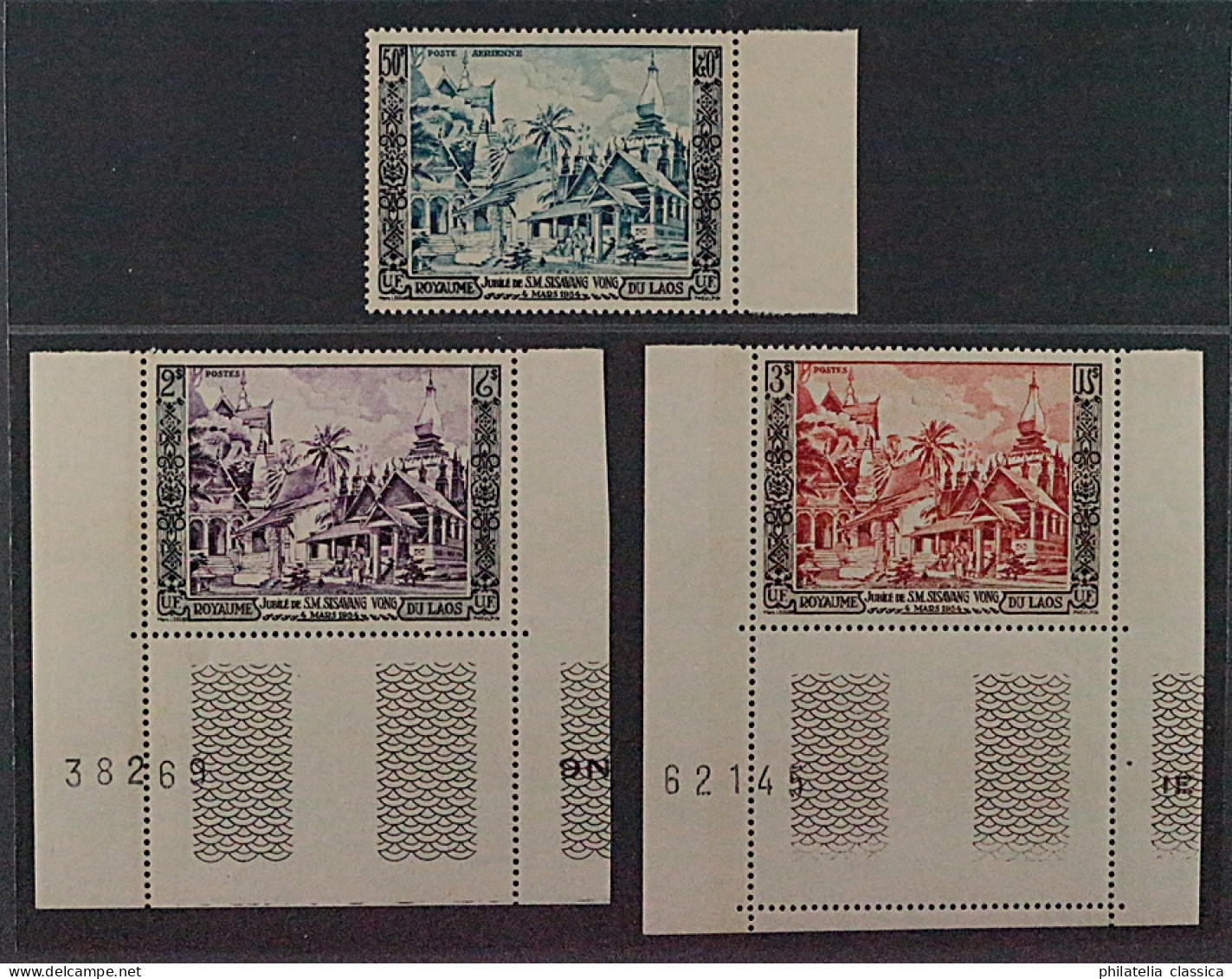 1954, LAOS 40-42 ** König Sisavang 2-50 P. Komplett, Postfrisch, 300,-€ - Laos