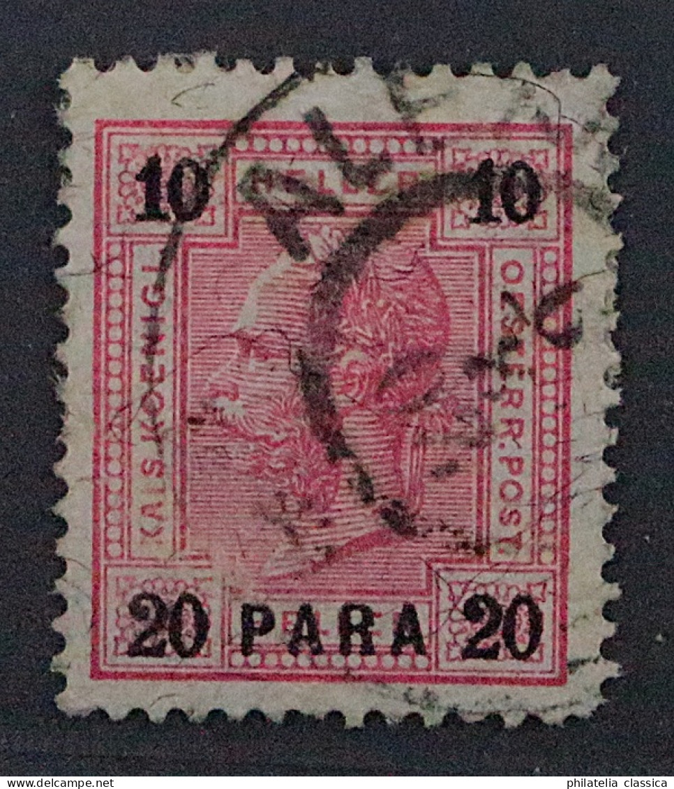 1901, ÖSTERREICH Levante 40, 20 P./10 H. Lackstreifen Gestempelt, Geprüft 700,-€ - Oriente Austriaco