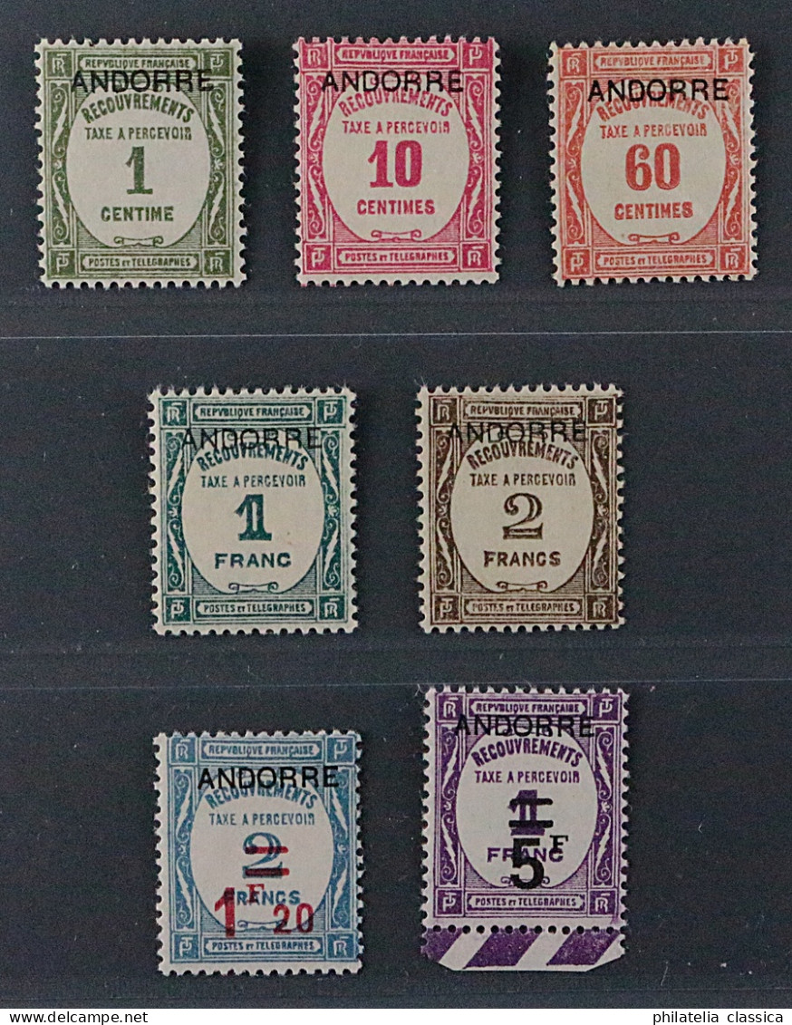 Andorra PORTO 9-15 *  Ausgabe 1931/32 Komplett, 7 Werte, Ungebraucht, KW 1000,-€ - Usados