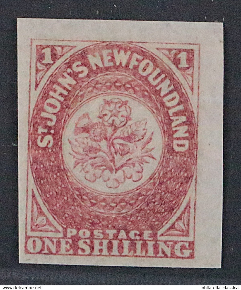 Neufundland  15 Xb * 1861, 1 Sh. FARBE Dunkelrosa, Postfrisch, SELTEN KW 600,- € - 1857-1861