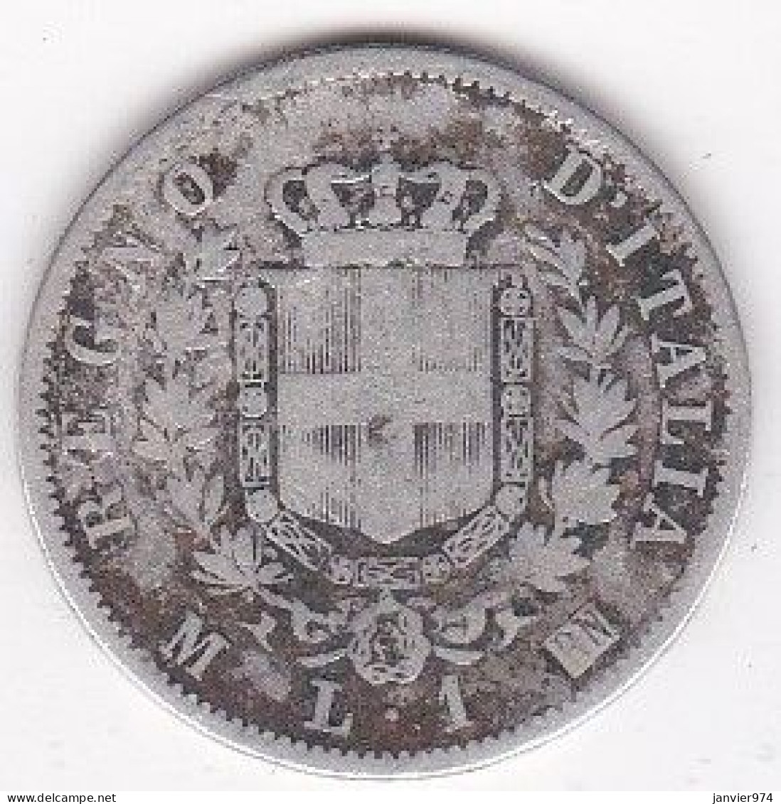 1 Lira Stemma 1863 M Milano , Vittorio Emanuele II , En Argent - 1861-1878 : Victor Emmanuel II.