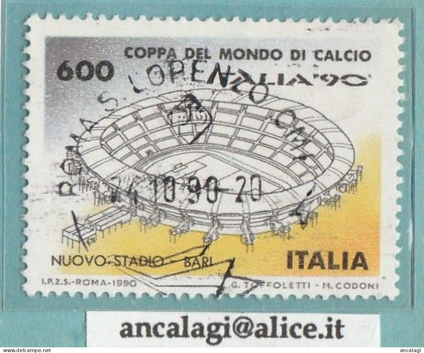 USATI ITALIA 1990 - Ref.0622A "Coppa Del Mondo Di Calcio: NUOVO STADIO, BARI" 1 Val. - - 1981-90: Oblitérés