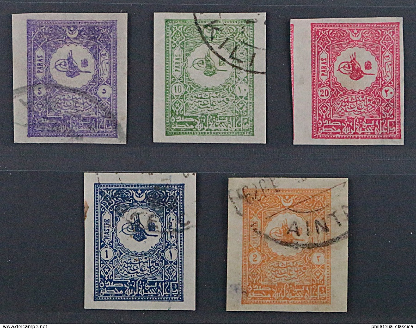 1901, Türkei 86-90 U, Kleiner Kreis 5 Pa.-2 Pia. UNGEZÄHNT, Gestempelt, SELTEN - Oblitérés