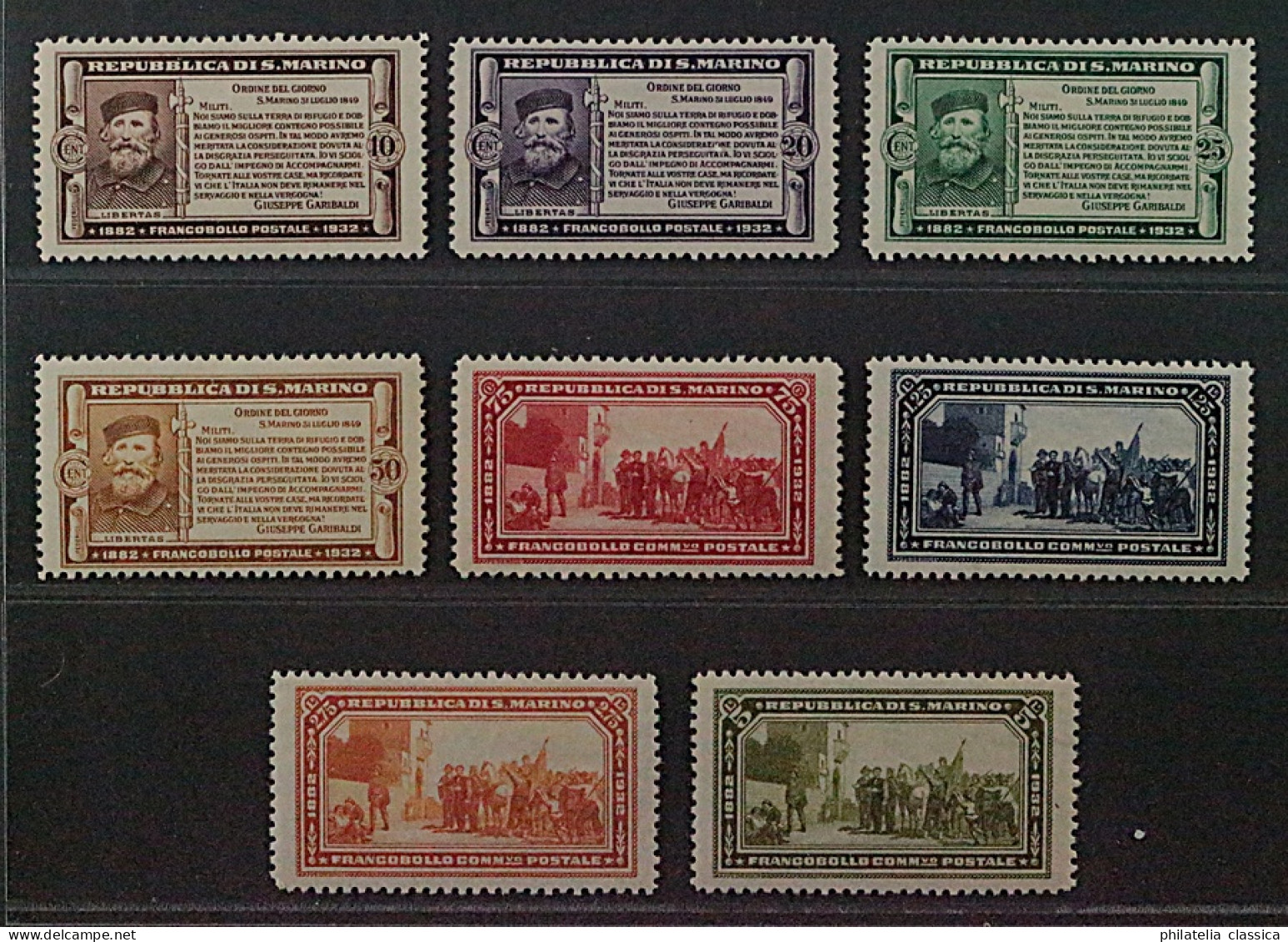 1932, SAN MARINO 184-91 * Garibaldi, 8 Werte Komplett, Originalgummi, 1300,-€ - Nuevos