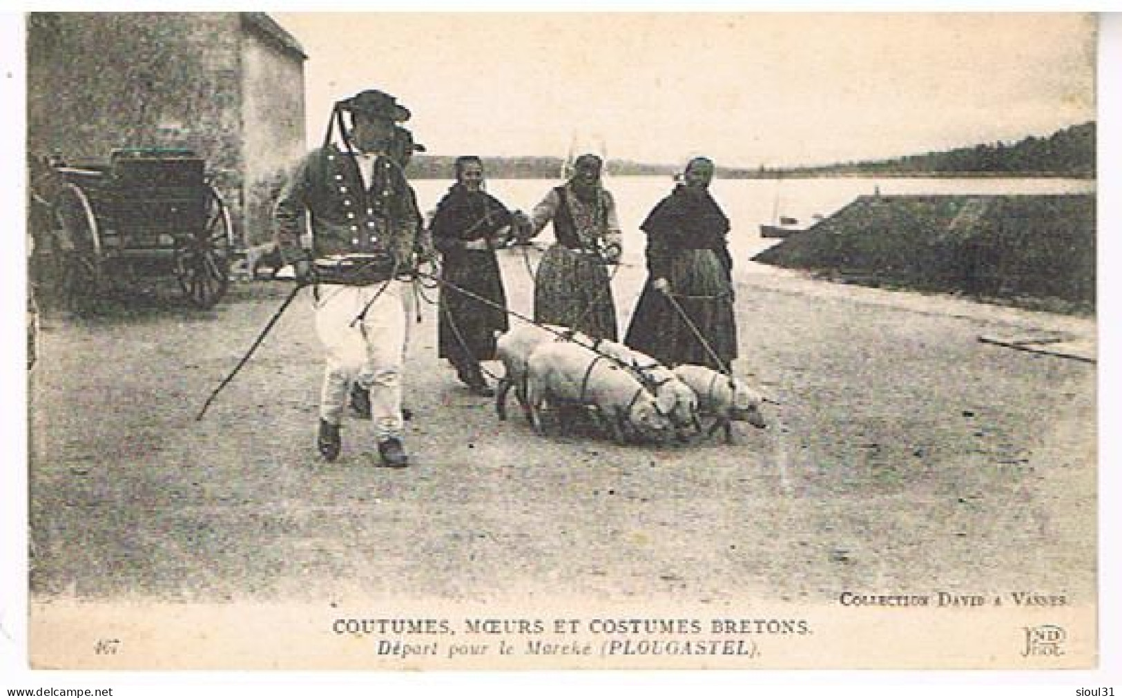 29  DEPART POUR LE MARCHE DE  PLOUGASTEL COCHONS  1929 - Plougastel-Daoulas