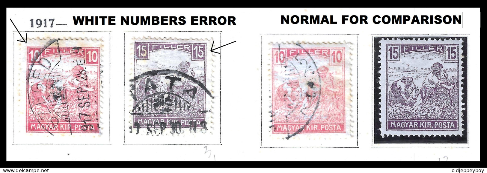 Hungary 1916. SZEGED + TATA Reaper - Parliament  USED WHITE NUMBERS ERROR NORMAL FOR COMPARISON  - Otros & Sin Clasificación