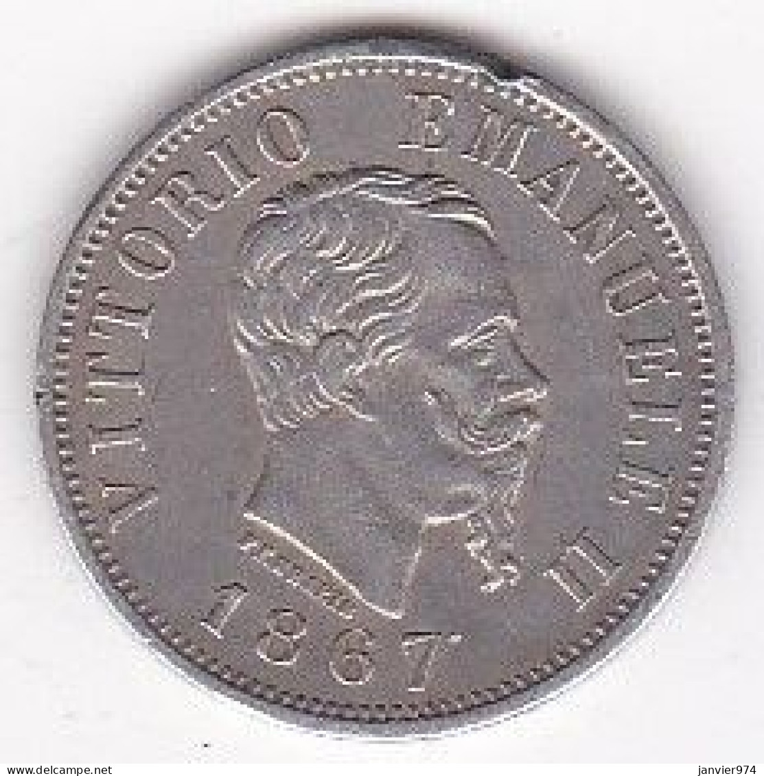 Regno D'Italia , 50 Centesimi 1867 M Milan . Vittorio Emanuele II , En Argent - 1861-1878 : Vittoro Emanuele II