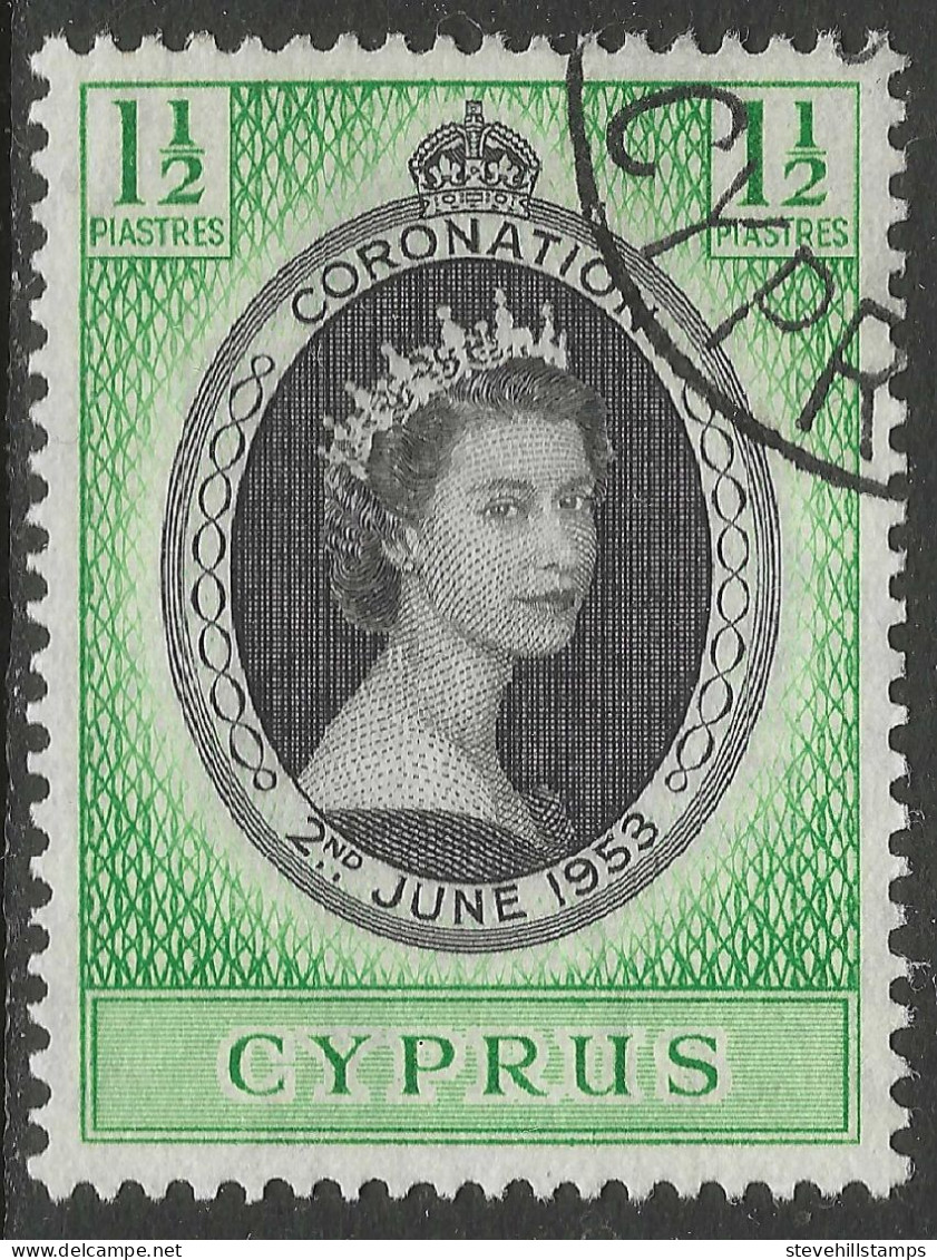 Cyprus. 1953 QEII Coronation. 1½pi Used. SG 172. M4052 - Cyprus (...-1960)