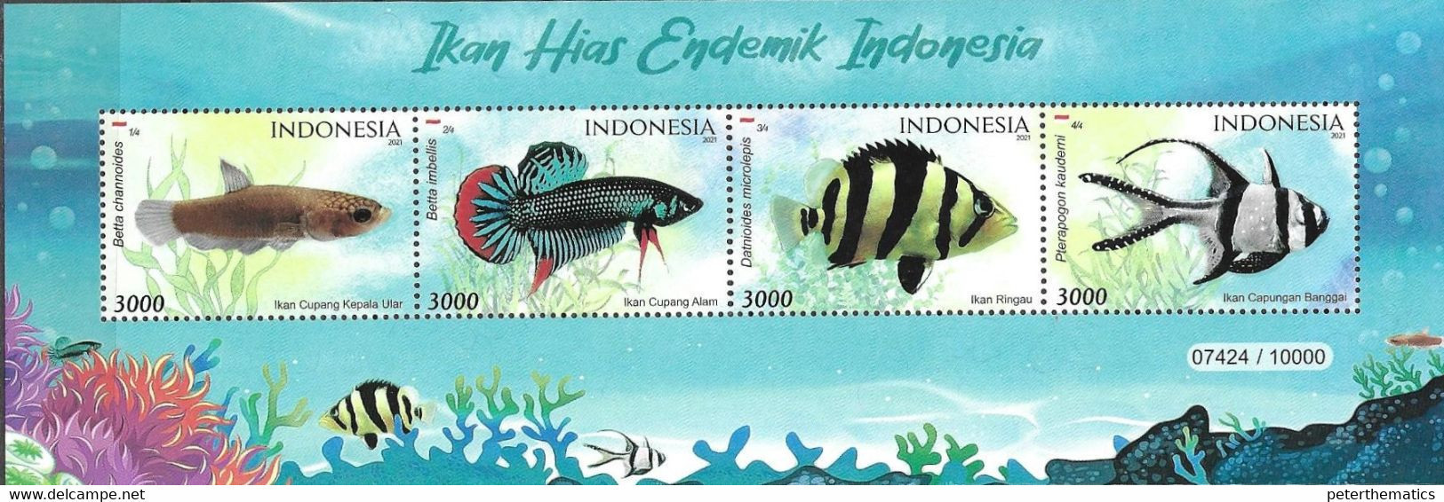 INDONESIA, 2021, MNH,FISH, ENDEMIC FISH, SHEETLET OF 4v - Fishes