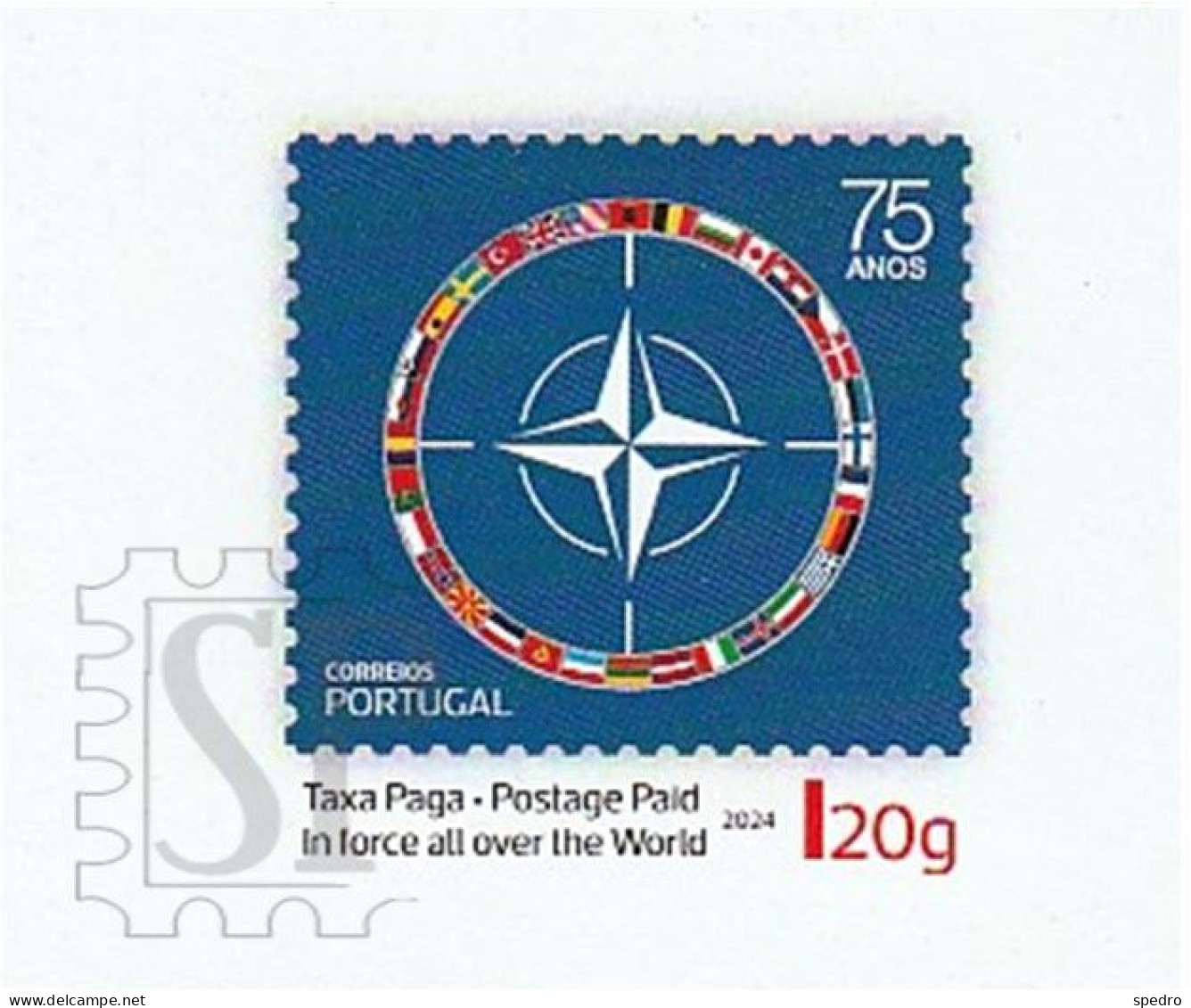 Portugal 2022 1 Bilhete Postal 75 Anos Nato OTAN Inteiro Bandeira Flag Germany France Spain Finland Italy Belgium Sweden - Entiers Postaux