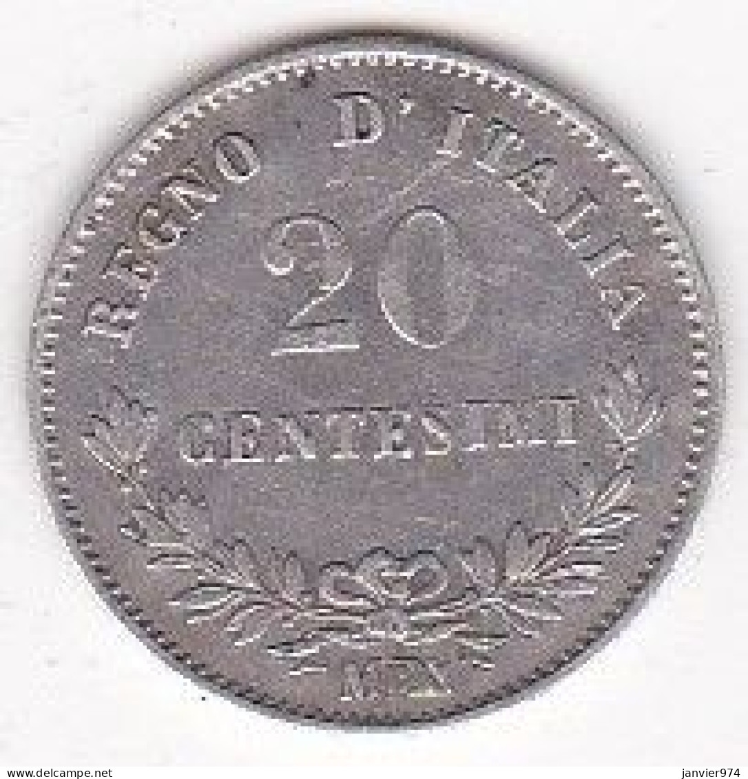 Regno D'Italia , 20 Centesimi 1863 M Milano, Vittorio Emanuel II , En Argent, Fautée , Surplus De Métal Et 8 Ouvert - 1861-1878 : Vittoro Emanuele II