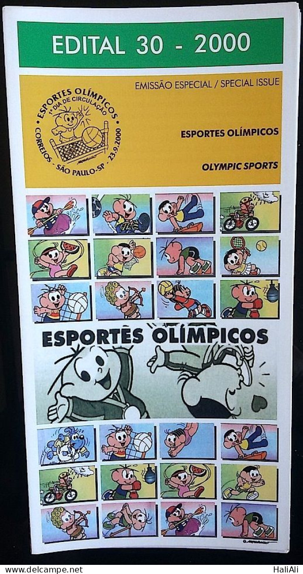 Brochure Brazil Edital 2000 30 Olympic Sports Turma Da Mônica Without Stamp - Briefe U. Dokumente