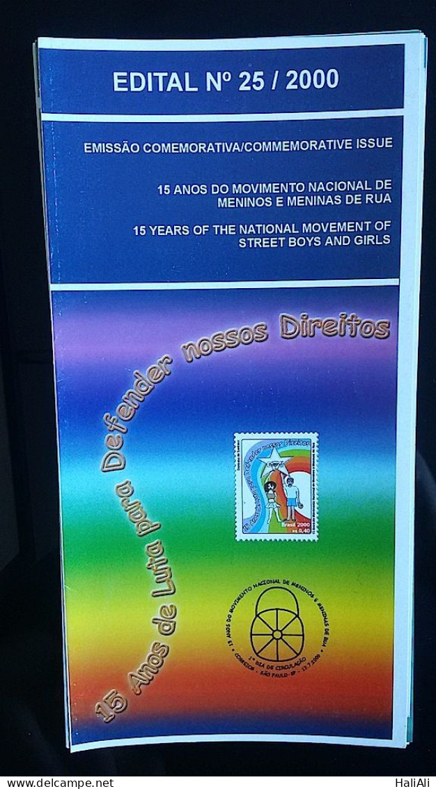 Brochure Brazil Edital 2000 25 Street Boys And Girls Without Stamp - Brieven En Documenten