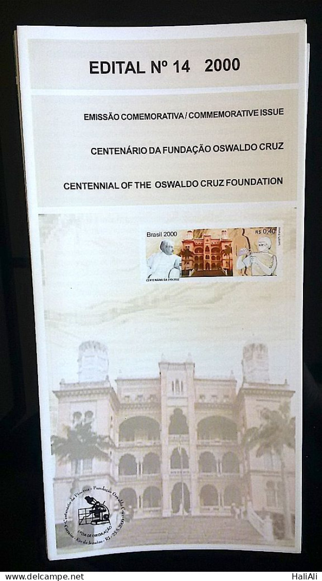 Brochure Brazil Edital 2000 14 Oswaldo Cruz Health Foundation Without Stamp - Lettres & Documents