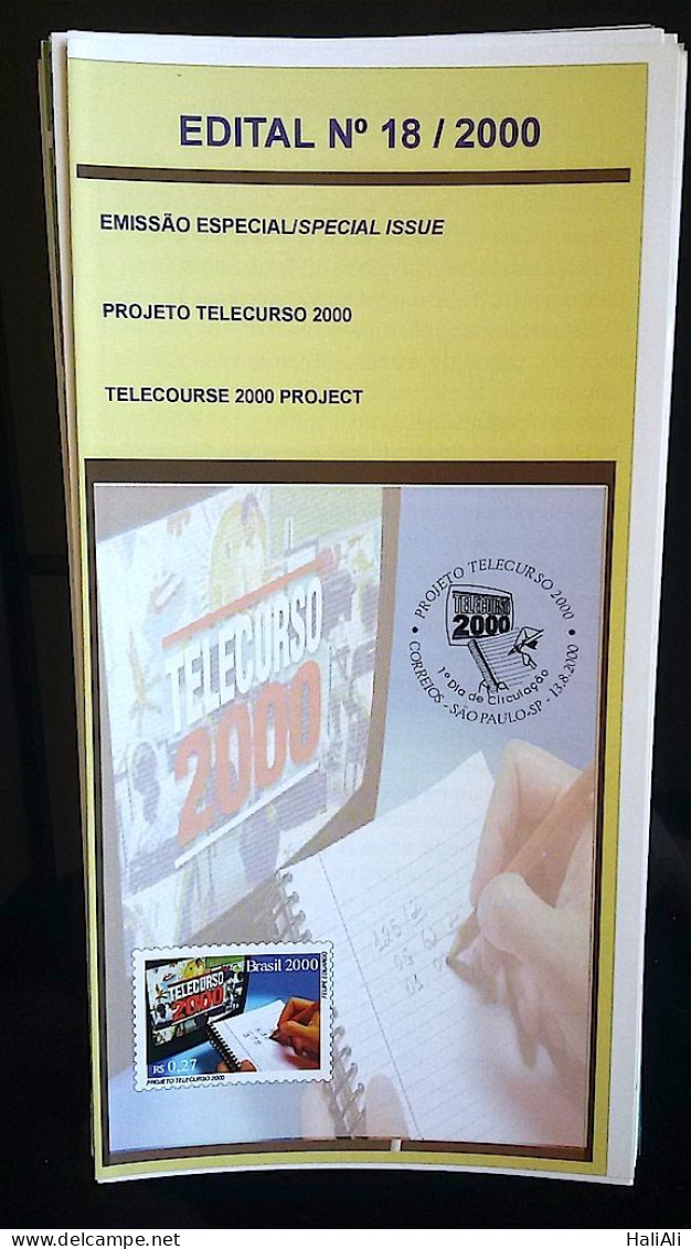Brochure Brazil Edital 2000 18 Education Without Stamp Telecourse - Brieven En Documenten