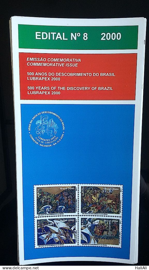 Brochure Brazil Edital 2000 08 Discovery Of Brazil Indian Art Without Stamp - Lettres & Documents