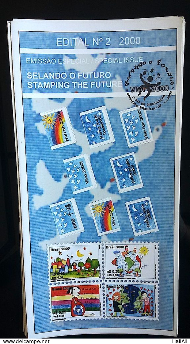 Brochure Brazil Edital 2000 02 Sealing The Future Philately Without Stamp - Covers & Documents