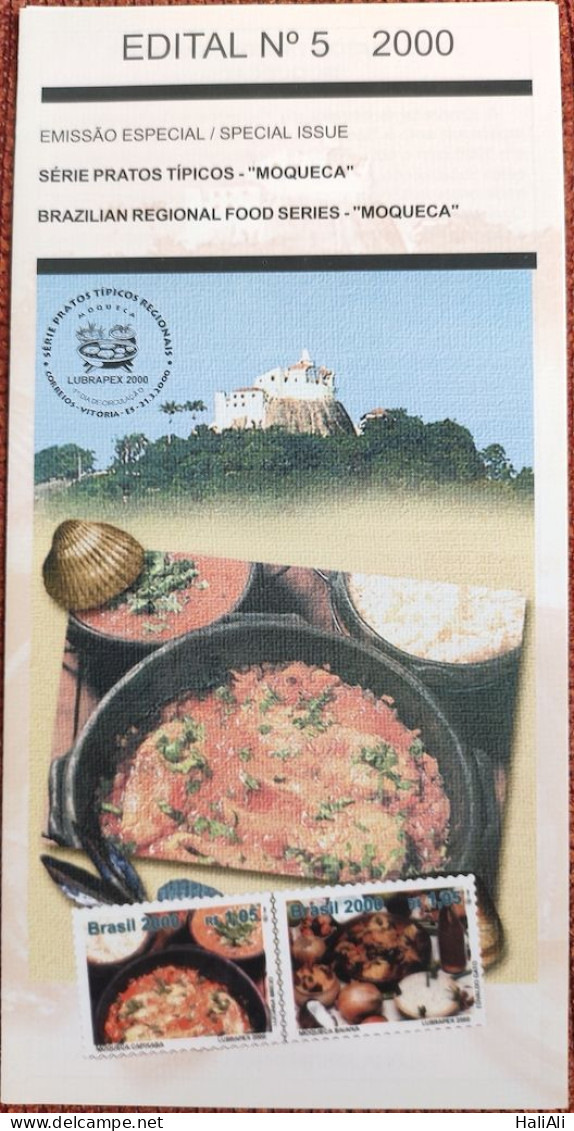 Brochure Brazil Edital 2000 05 Typical Dishes Moqueca Without Stamp - Lettres & Documents