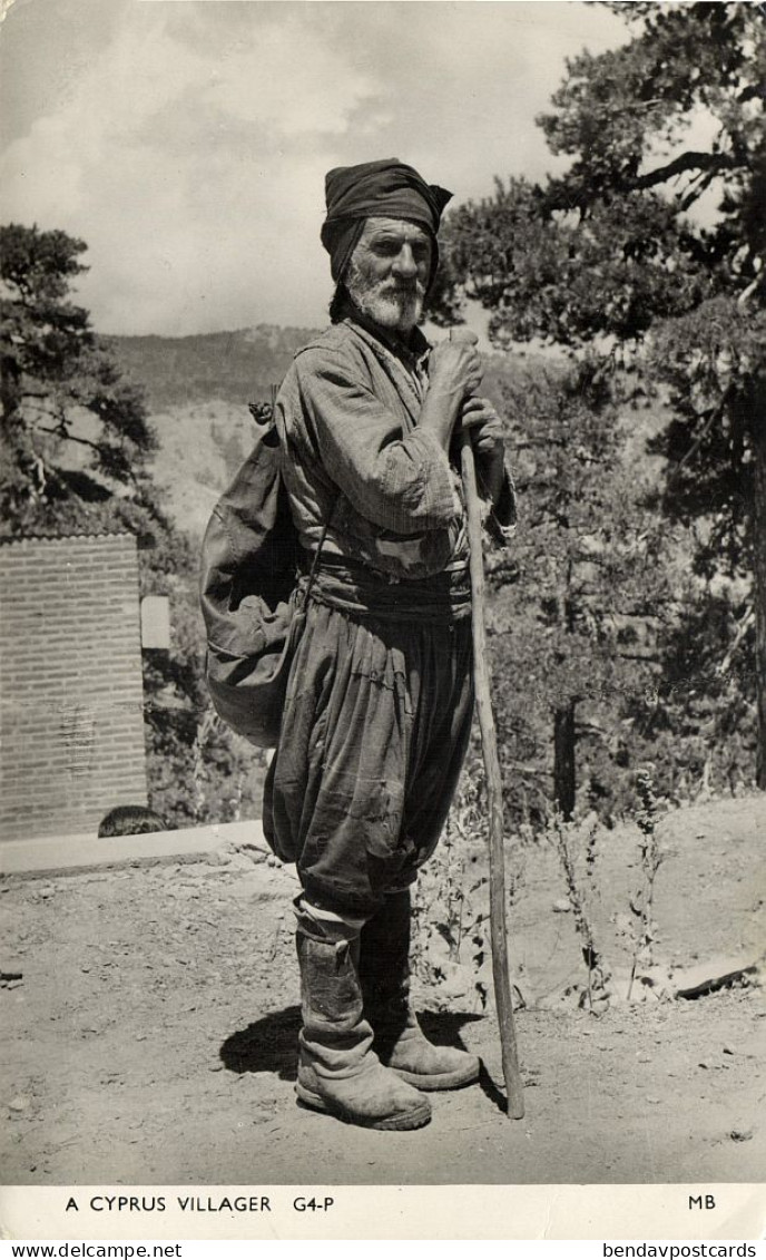 Cyprus, Old Villager (1954) Mangoian Bros. RPPC Postcard - Chypre