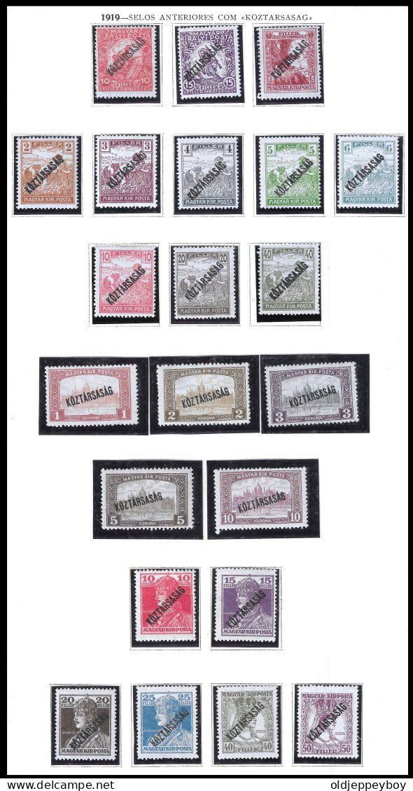 Hungary  1918-19 Wmk. 137 Perf. 15, 14 Full Set Mint MLH SC# 1N26-1N37 Koztarsasag OVERPRINT SCOTT Nos. 153-17 - Unused Stamps