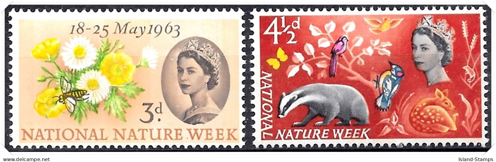 SG637p-638p 1963 National Nature Week Stamp Set (Phosphor) Unmounted Mint Hrd2a - Unused Stamps