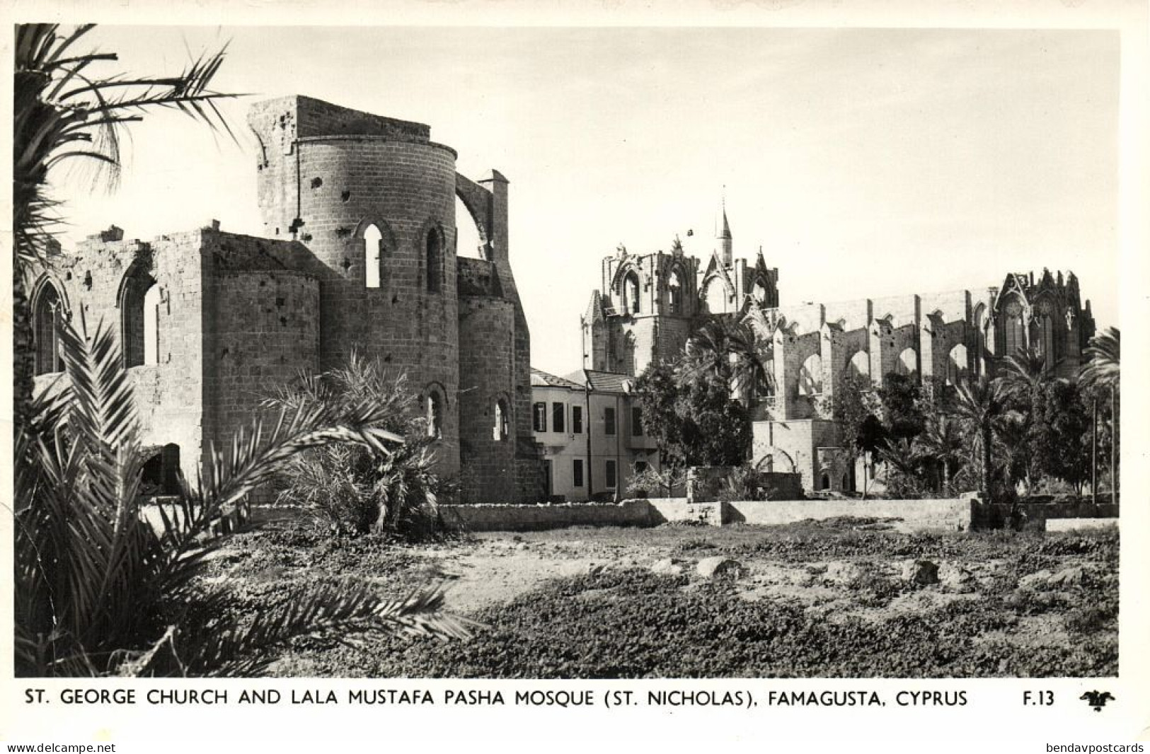 Cyprus, FAMAGUSTA, St. George Church, Lala Mustafa Pasha Mosque, RPPC Postcard - Cyprus