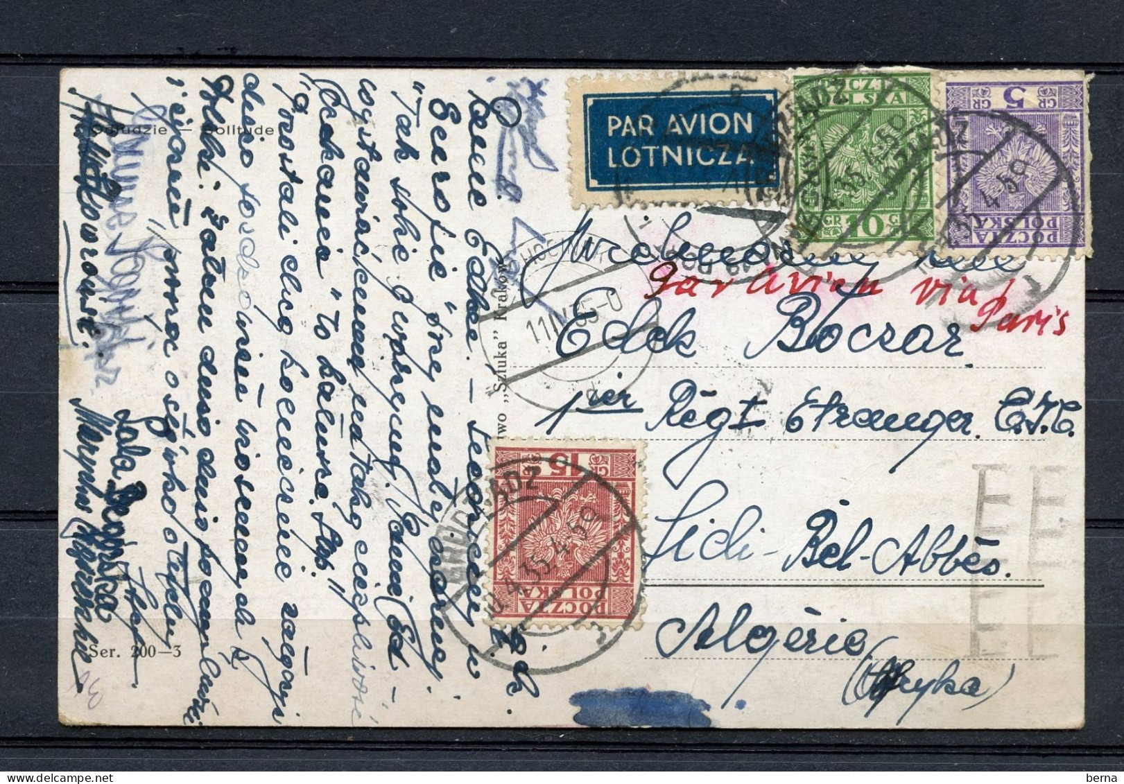 POLOGNE POLSKA CARD FOR ALGERIA - Lettres & Documents