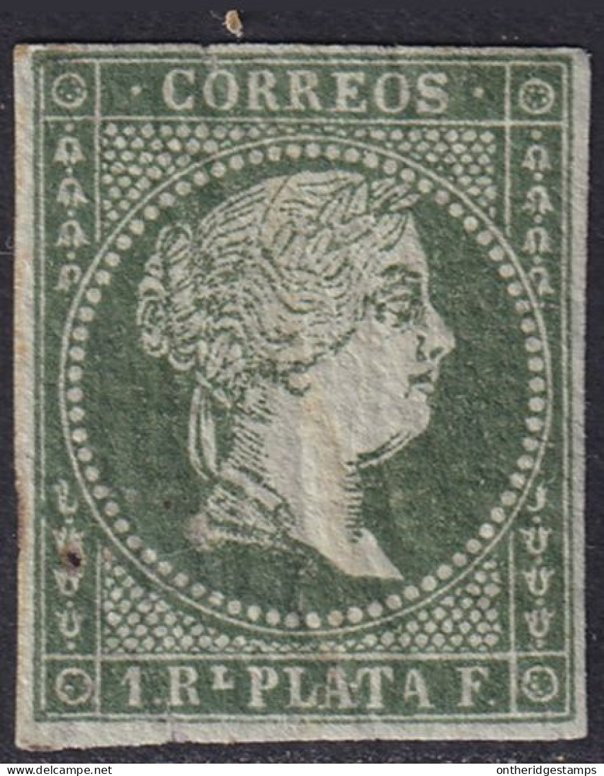 Cuba 1855 Sc 2 Antillas Ed 2 MH* Pinhole On Left Side Disturbed Gum - Kuba (1874-1898)