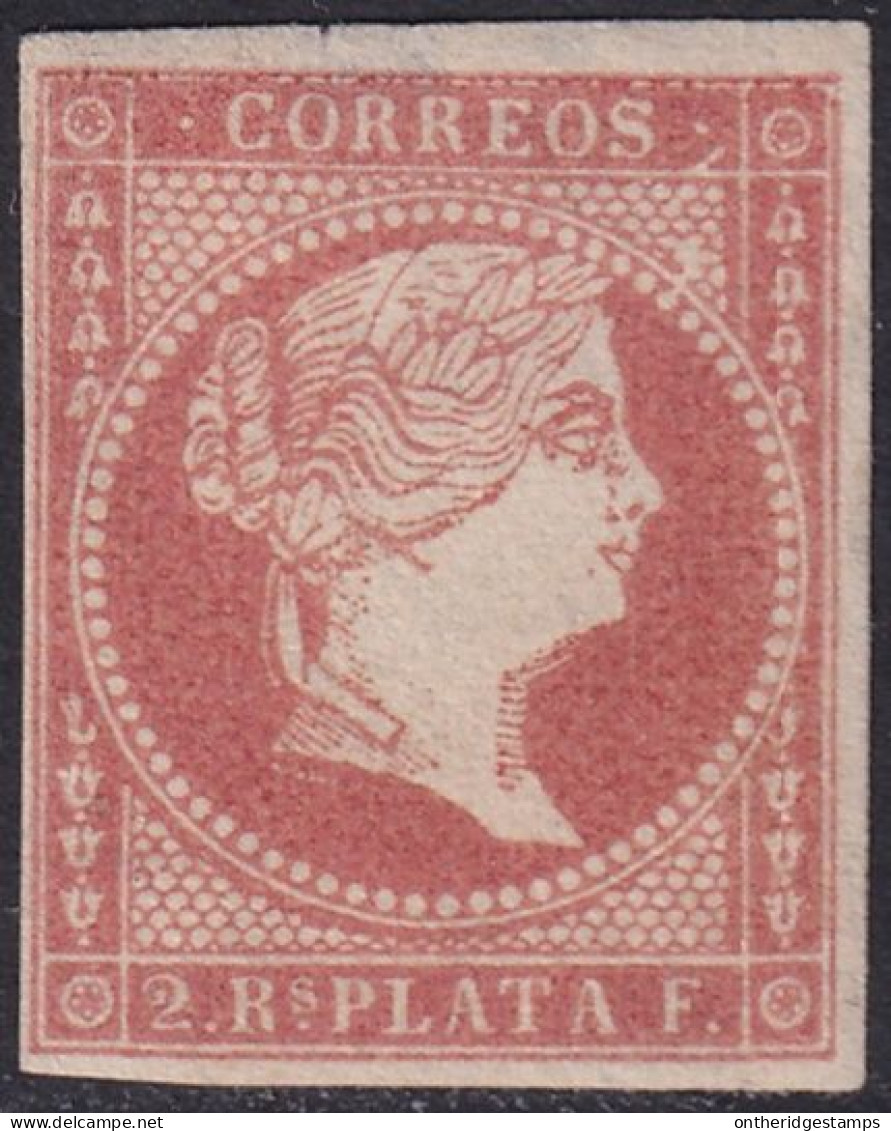 Cuba 1857 Sc 14 Antillas Ed 9 MLH* Partial Gum Small Thins At Top - Cuba (1874-1898)