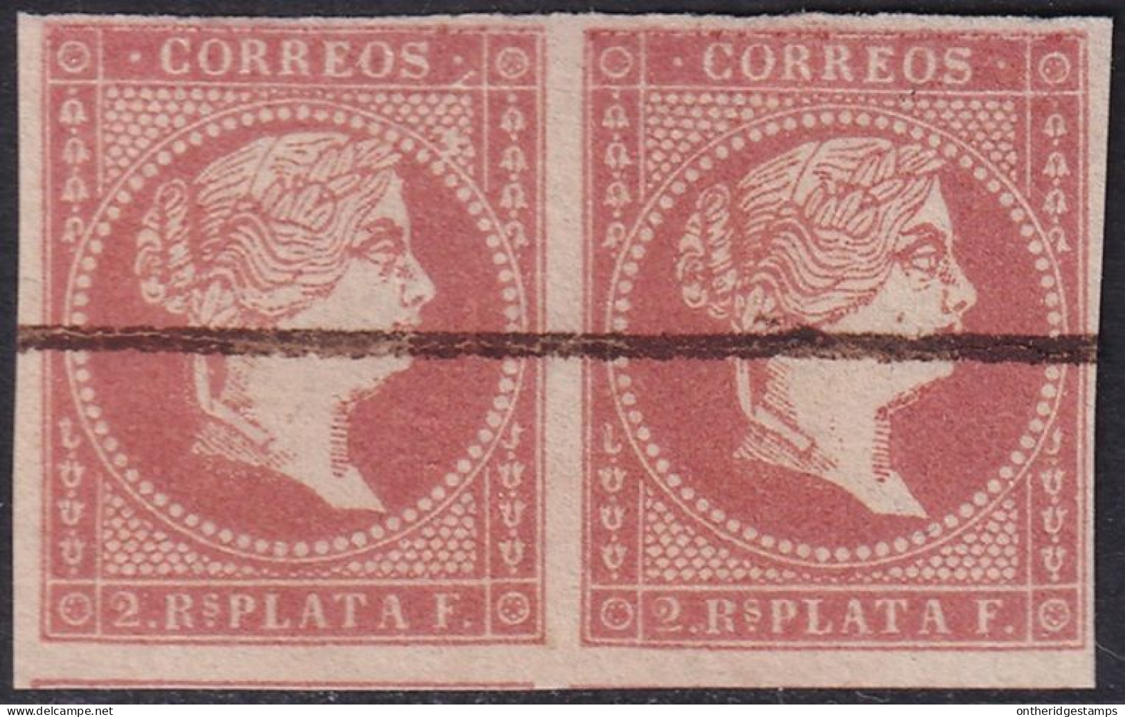 Cuba 1857 Sc 14 Antillas Ed 9 Pair Used Pen Cancel - Kuba (1874-1898)