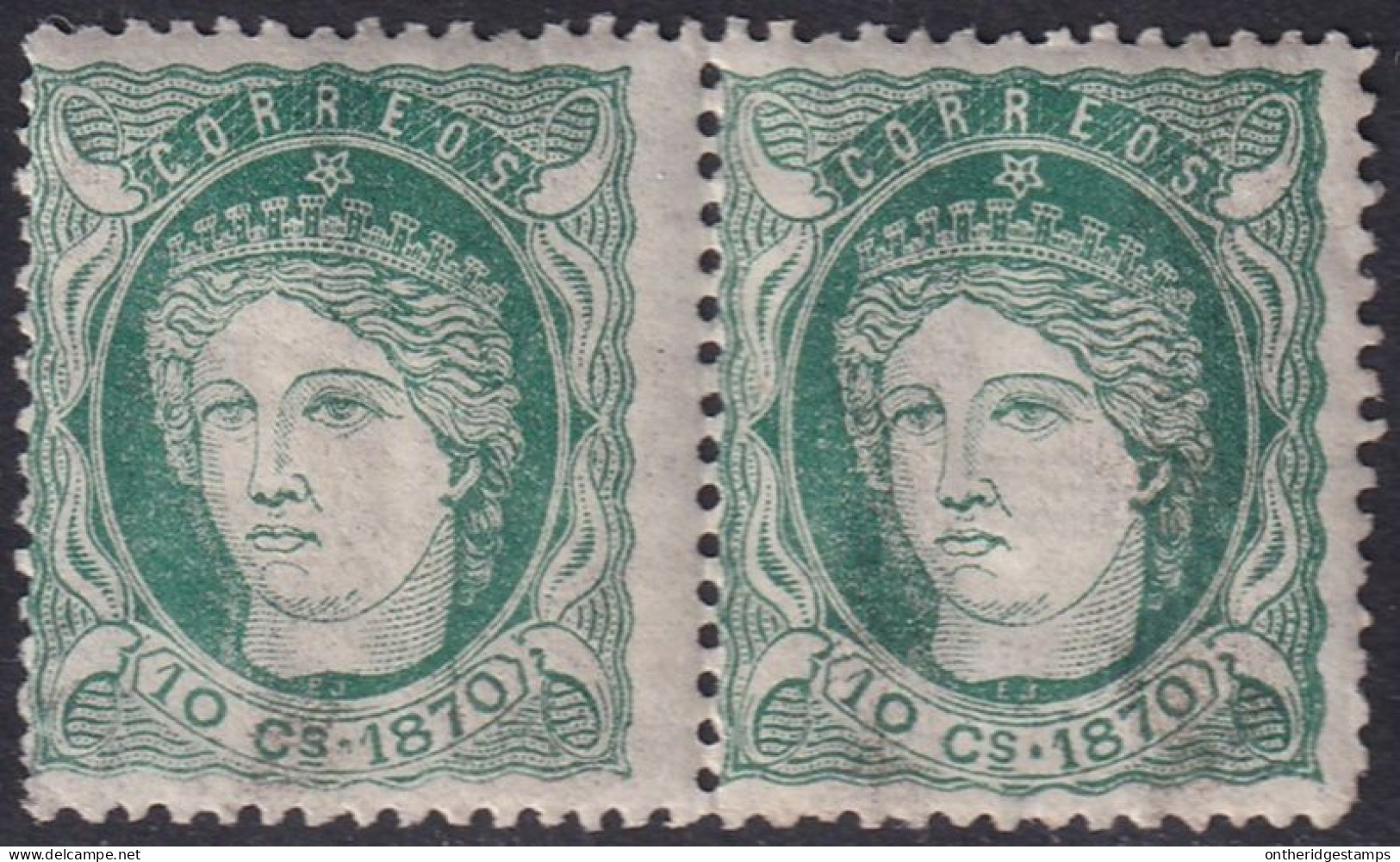 Cuba 1870 Sc 47 Antillas Ed 19 Pair MNH** Staining Gum Crazing - Cuba (1874-1898)