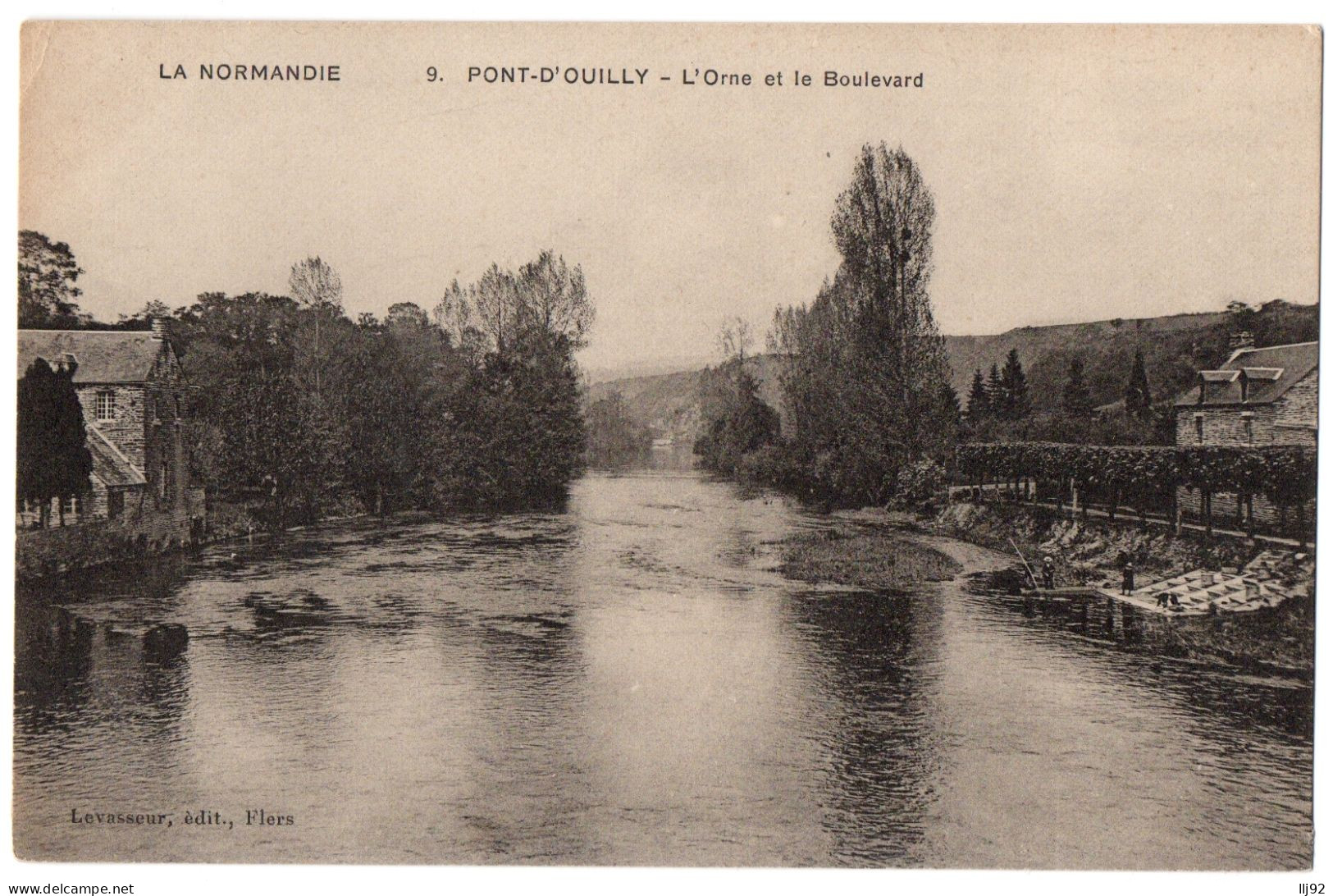 CPA 14 - PONT D'OUILLY (Calvados) - 9. L'Orne Et Le Boulevard - Pont D'Ouilly