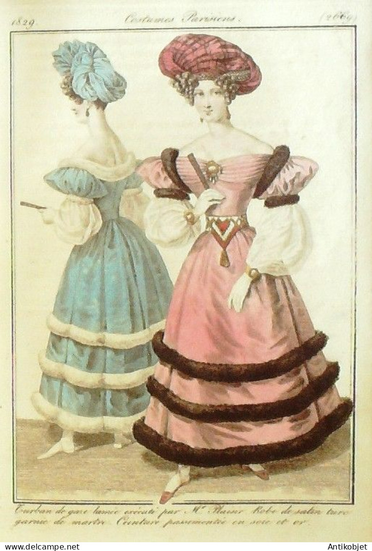 Journal Des Dames & Des Modes 1829 Costume Parisien Année Complète 96 Planches Aquarellées - Etchings