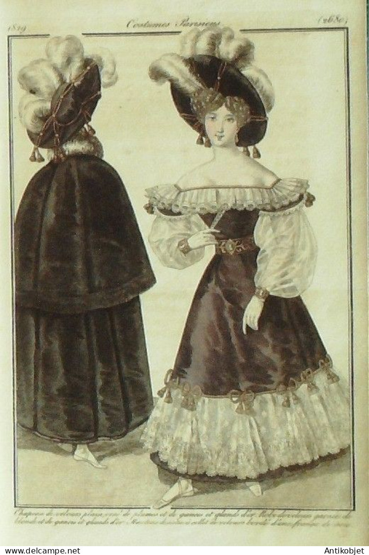 Journal Des Dames & Des Modes 1829 Costume Parisien Année Complète 96 Planches Aquarellées - Eaux-fortes